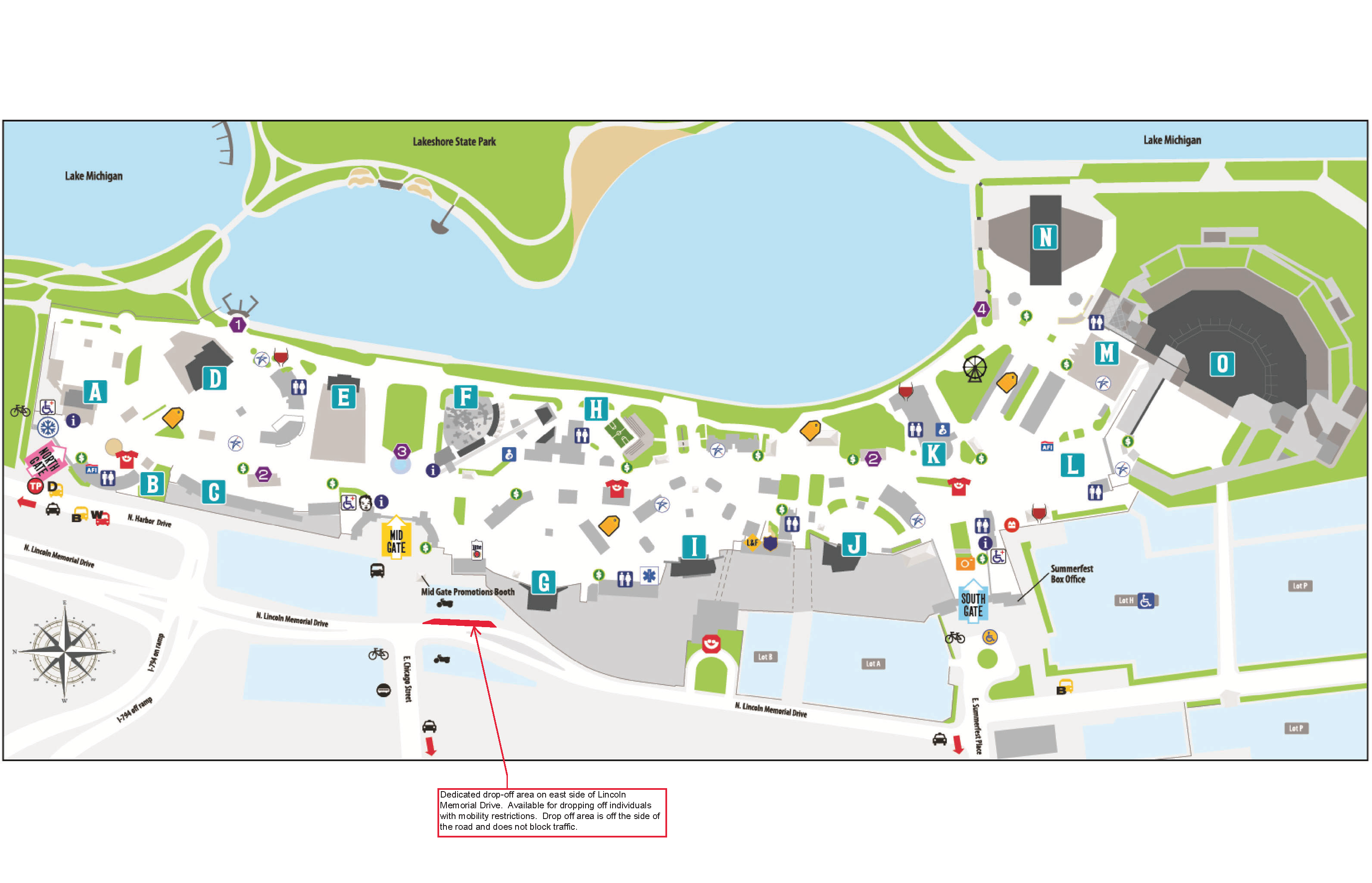 Festival Accessible Drop Off and pick Up Map